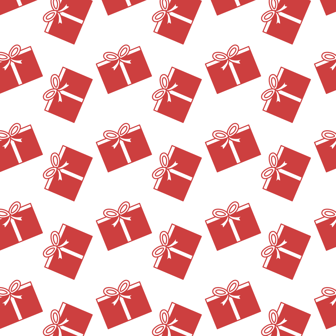 Seamless Pattern of Red Gifts on Transparent Background