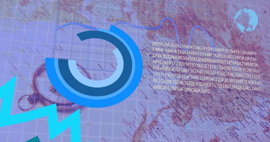 Financial Data Processing Technology Over World Map