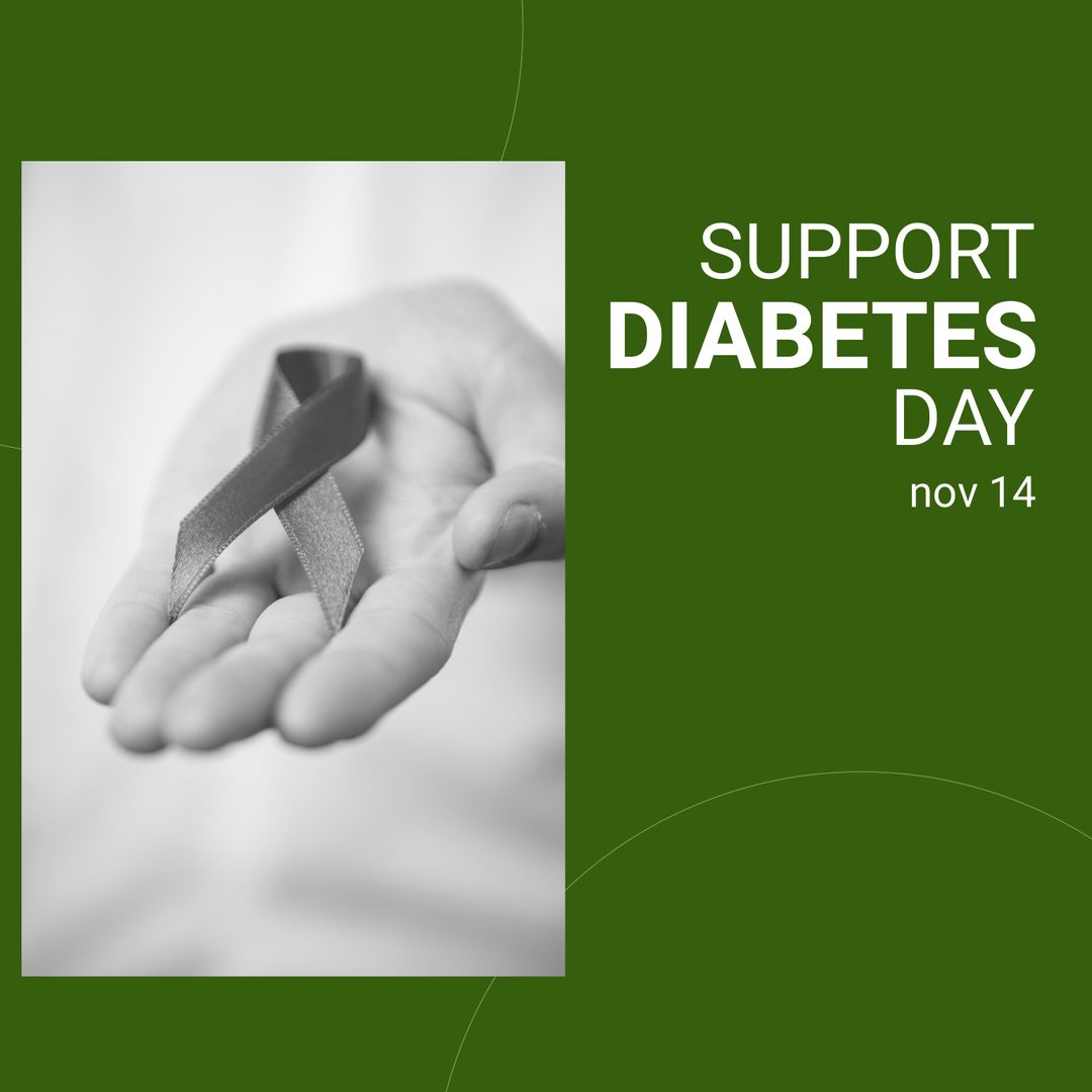 Support Diabetes Day Poster with Awareness Ribbon in Hand - Download Free Stock Templates Pikwizard.com