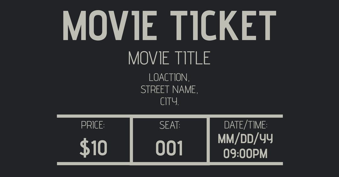 Modern Sleek Movie Ticket Template with Bold Typography - Download Free Stock Templates Pikwizard.com