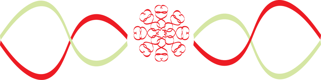 Transparent Red Ribbon and Green Streamers Pattern Design