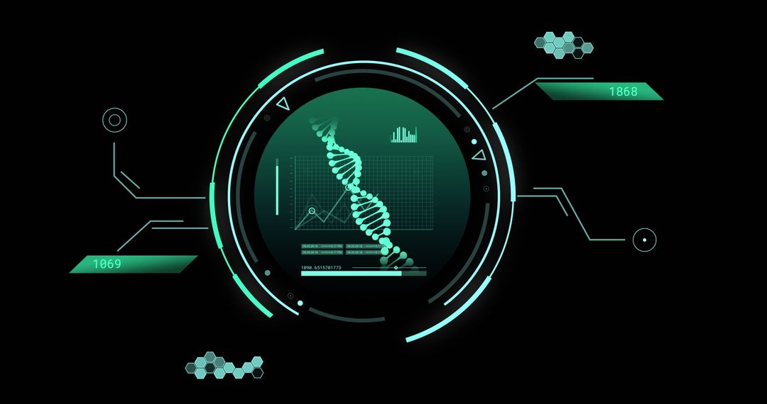 Futuristic DNA Digital Analysis Interface