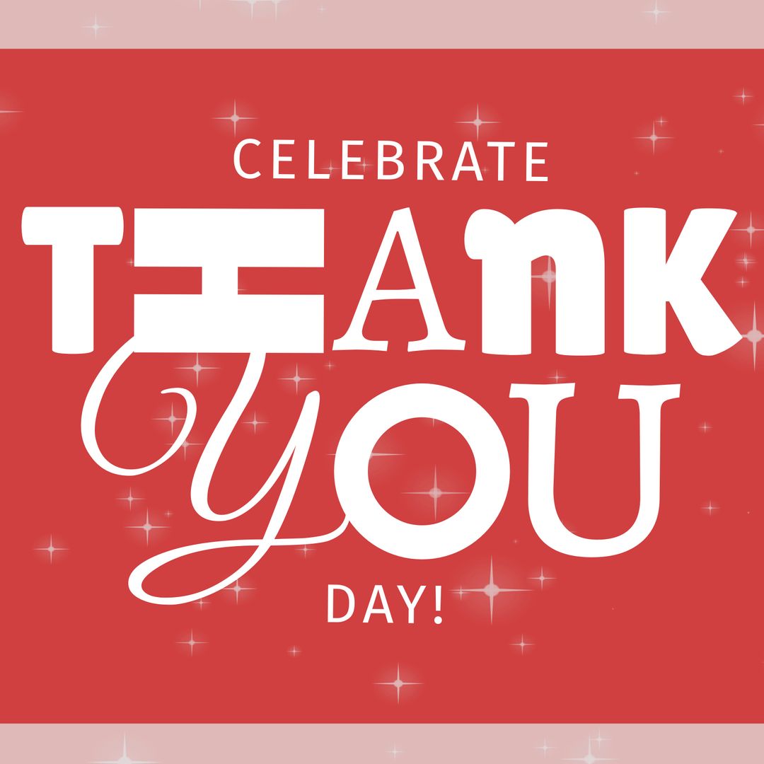 Celebrate Thank You Day Design on Red Background