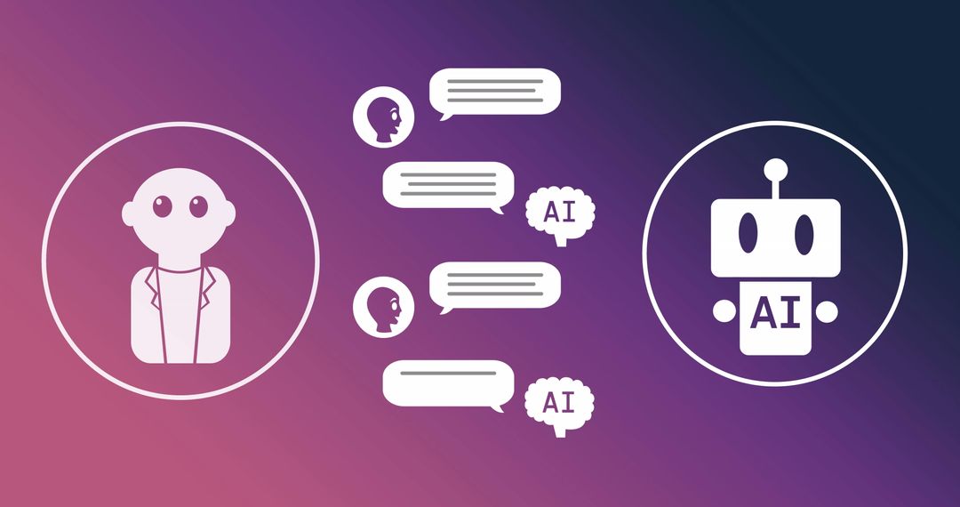 Digital AI Communication Illustration with Icons