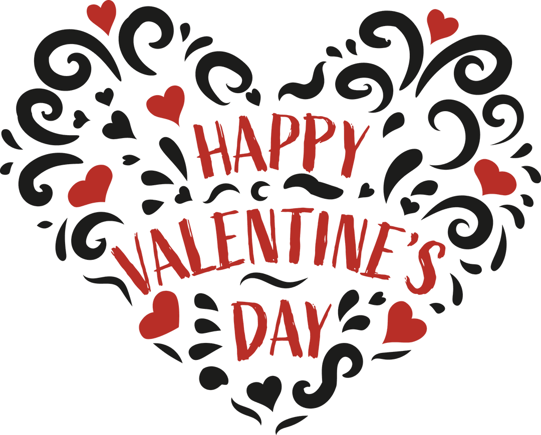 Valentine's Day Heart and Arrow Design on Transparent Background