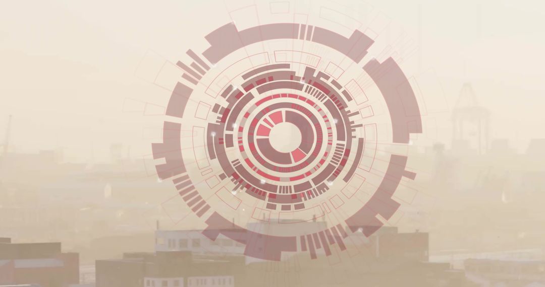 Futuristic Digital Control Interface on Cityscape Background