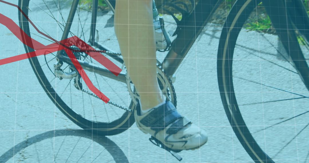 Cyclist Analyzing Data with Digital Overlay