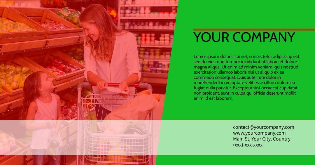 Joyful Shopper in Grocery Aisle with Produce Offering
