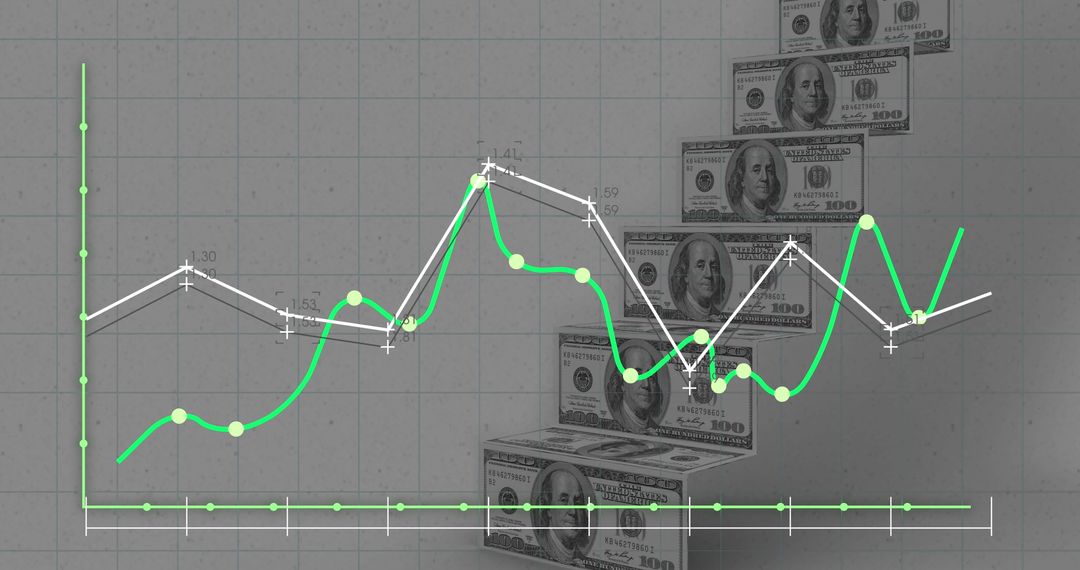 Financial Growth Chart with Stacked Dollar Bills Outline