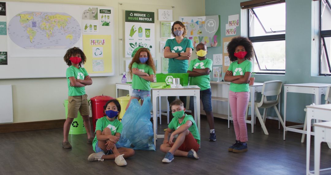 Young Students in Eco-Friendly Classroom Participating in Recycling Activity - Free Images, Stock Photos and Pictures on Pikwizard.com