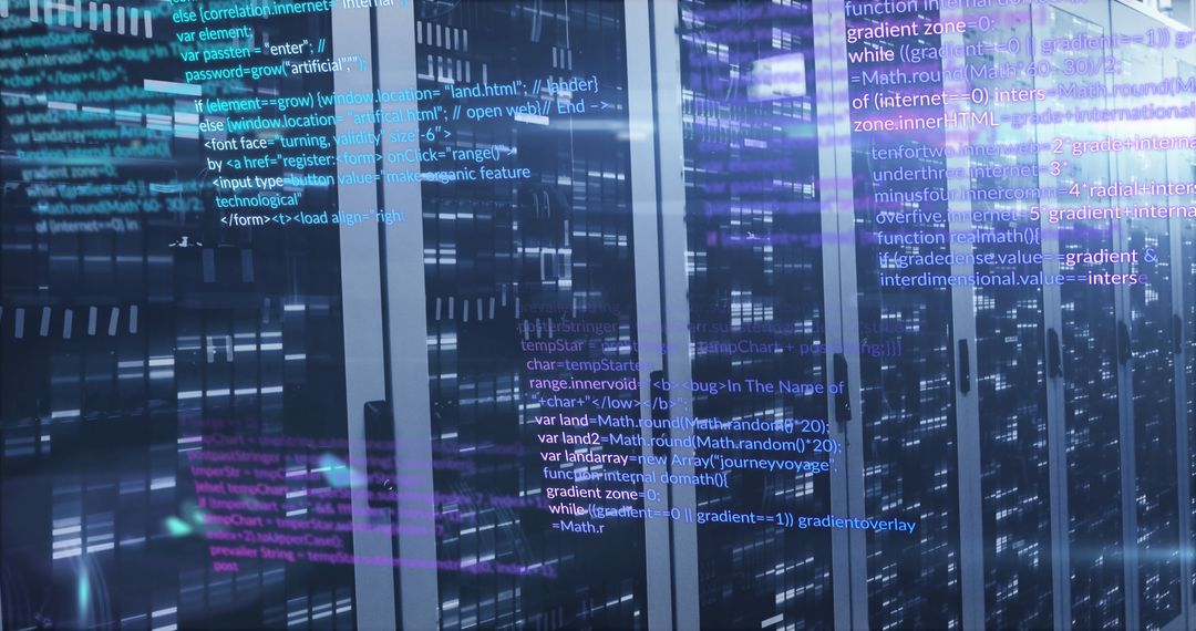Data Processing with Codes Reflected in Server Room - Free Images, Stock Photos and Pictures on Pikwizard.com