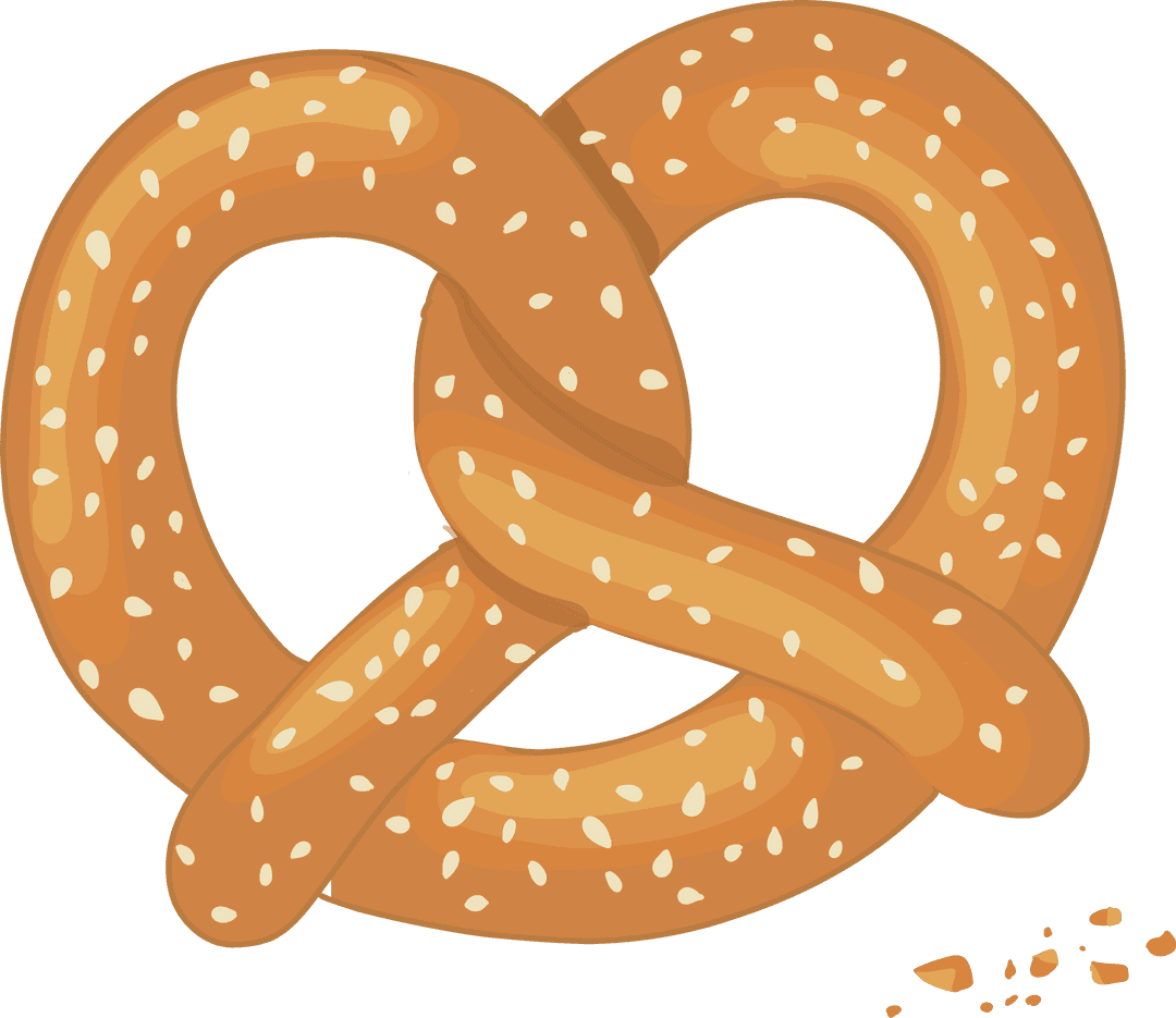 Tasty Salted Pretzel Knot on Transparent Background