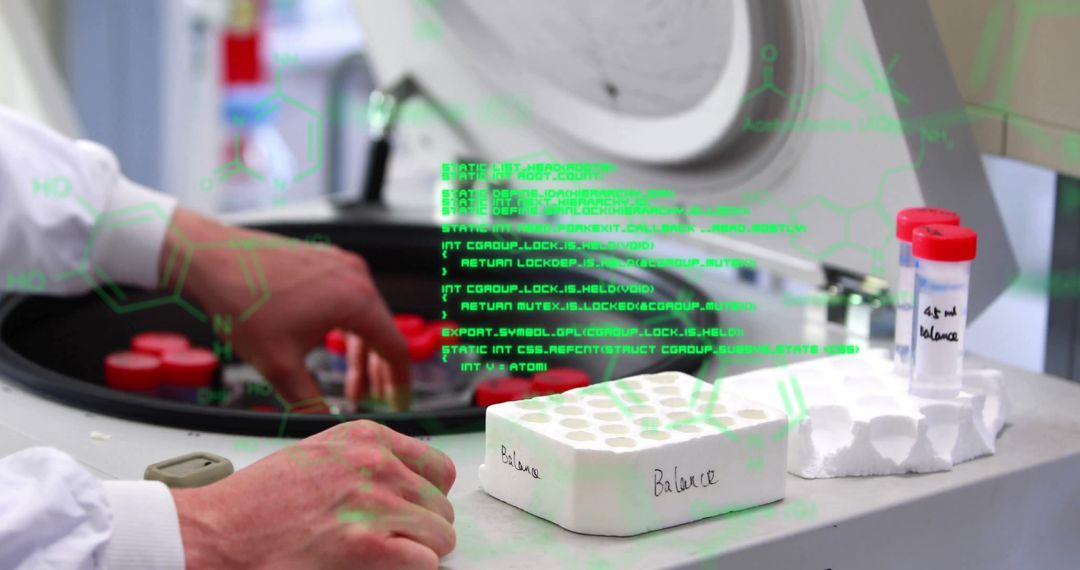 Scientist Analyzing Data and Samples in Modern Laboratory Setting