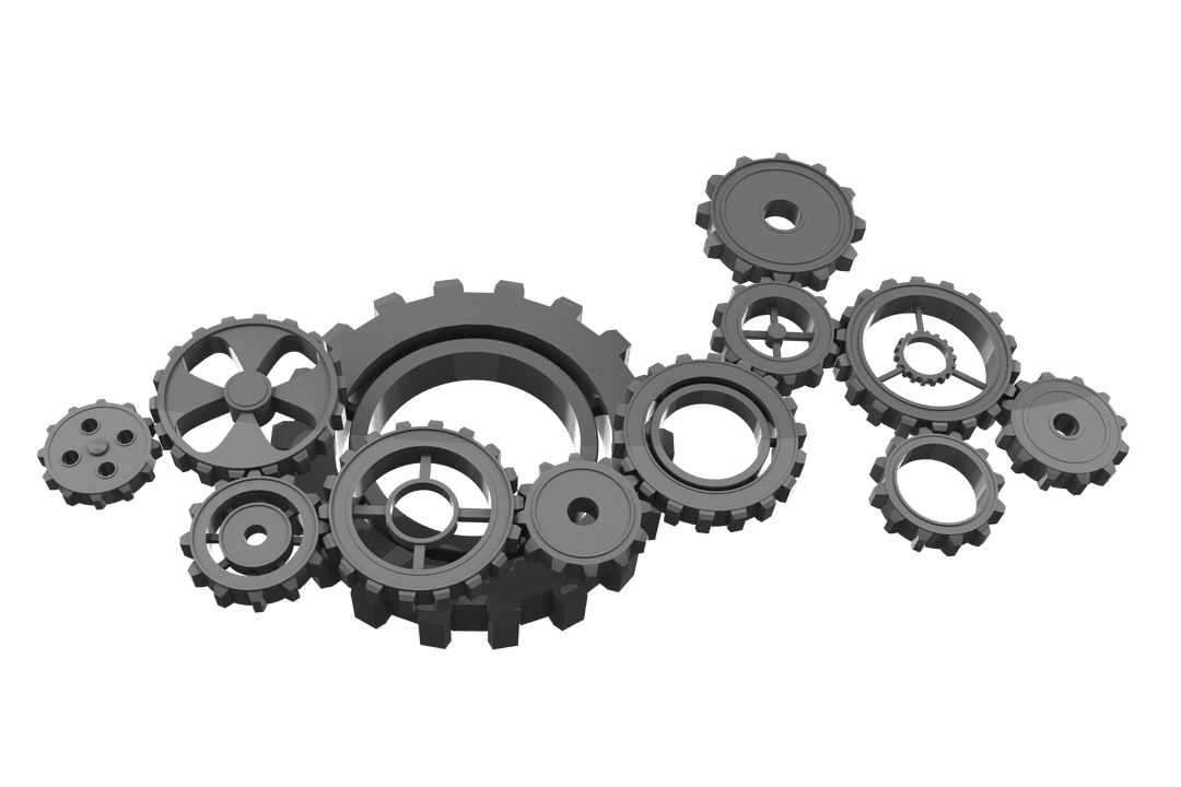 Gray Cogs on Transparent Background for Mechanics Concept