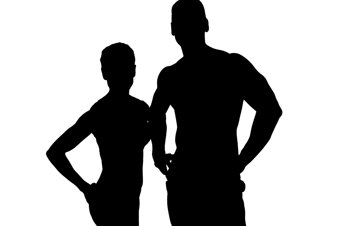 Silhouette Couple Posing on Transparent Background