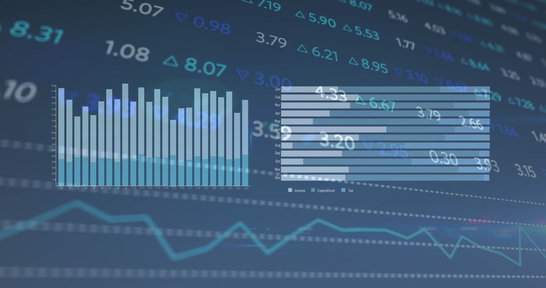 Diverse Graphical Data on Digital Financial Interface Concept