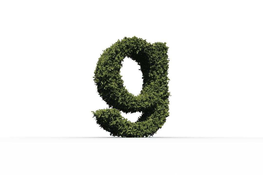 Grass-Covered G Letter on Transparent Background