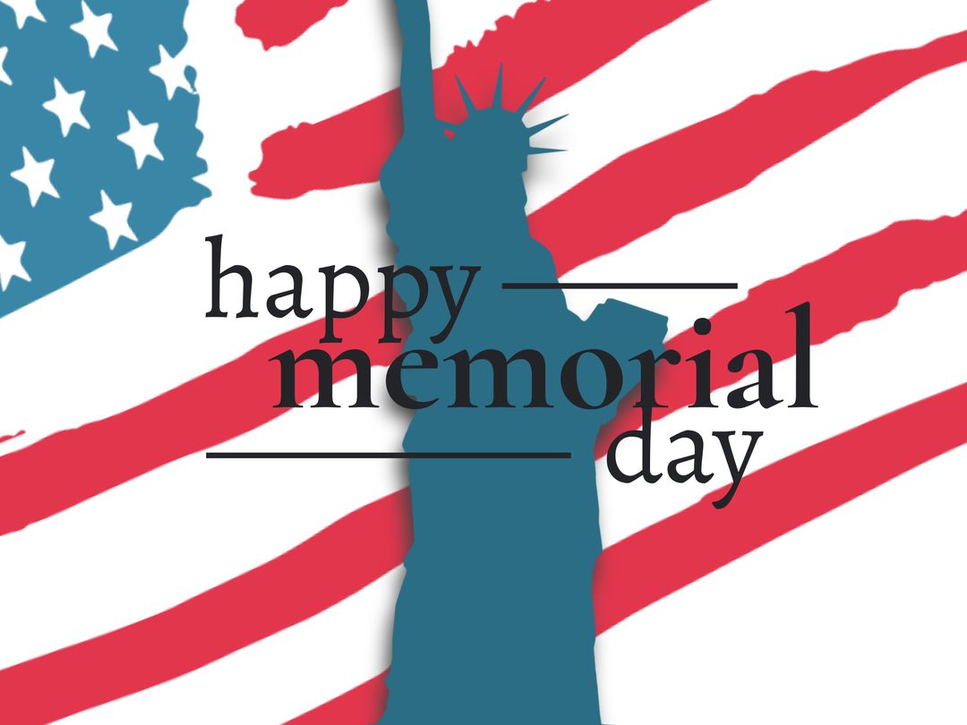 Statue of Liberty Silhouette with American Flag for Memorial Day