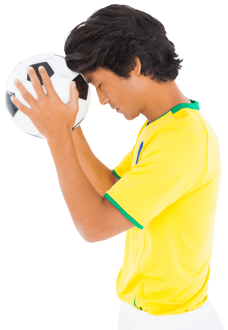 Soccer Player Concentrating With Transparent Background