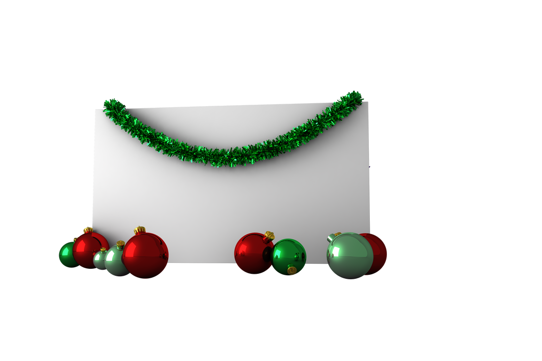 Transparent Christmas Poster with Decorations and Green Garland - Download Free Stock Images Pikwizard.com