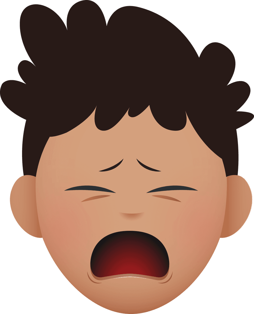 Digital Vector of Screaming Boy on Transparent Background