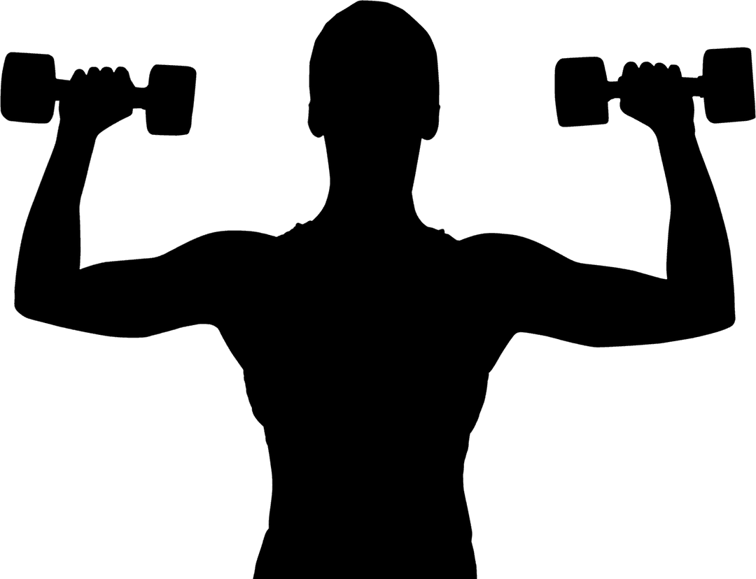 Transparent Silhouette of Woman Exercising with Dumbbells