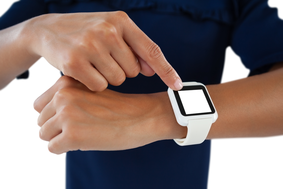 Transparent Mid Section Businesswoman Using Modern Smartwatch - Download Free Stock Images Pikwizard.com