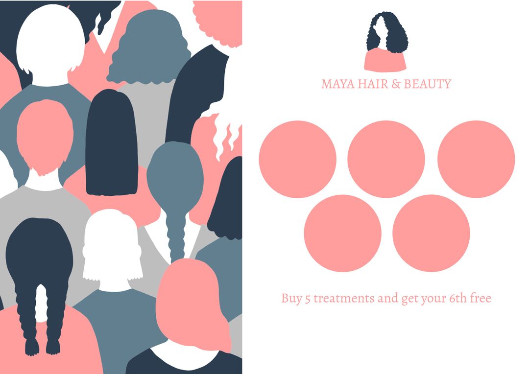 Hair Salon Loyalty Card Diverse Hairstyles Offer - Download Free Stock Templates Pikwizard.com