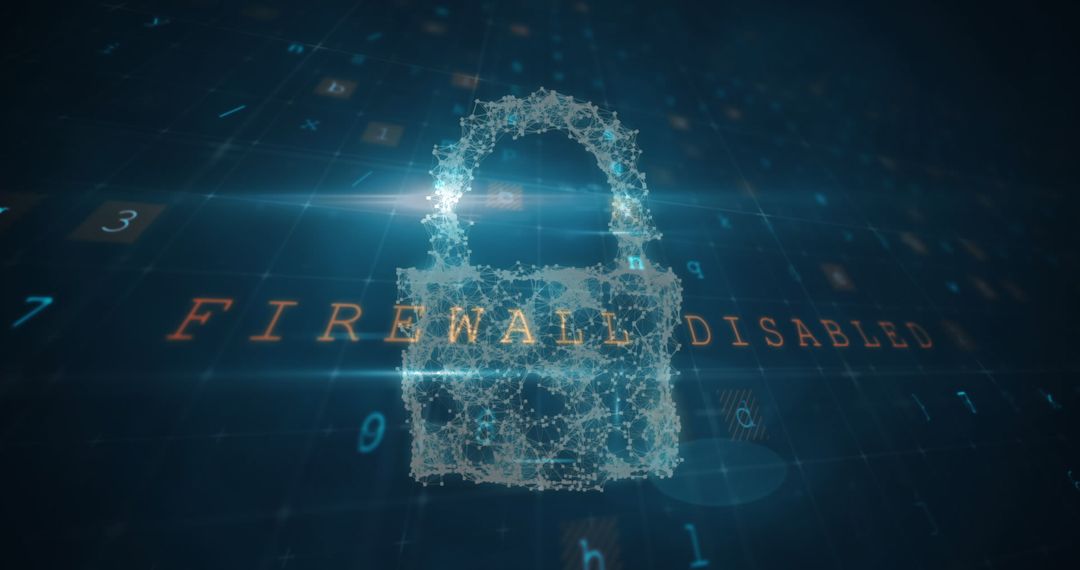 Digital Padlock Representing Firewall Disabled Concept