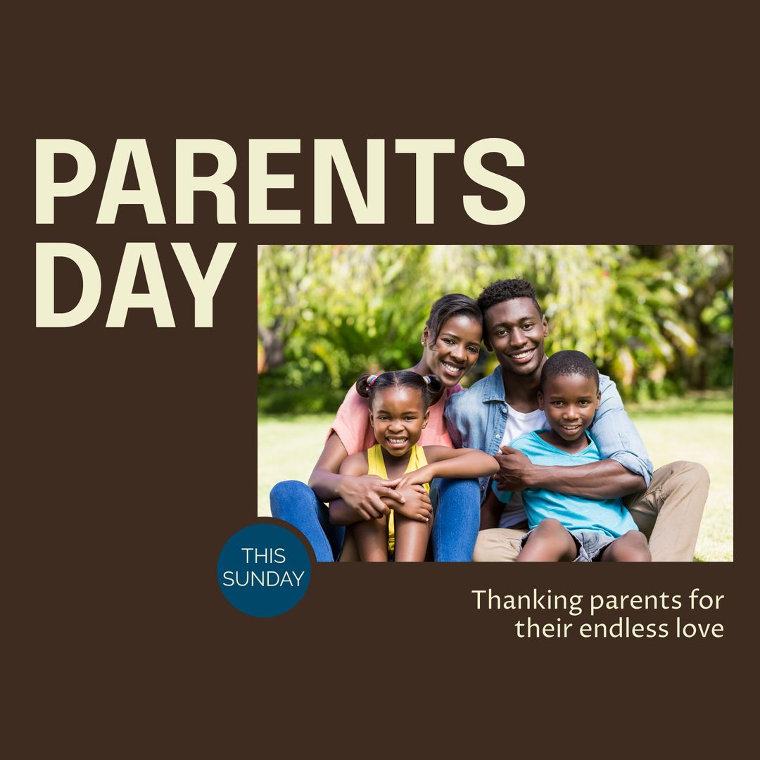 Family Celebrating Parents Day with Love Outdoors