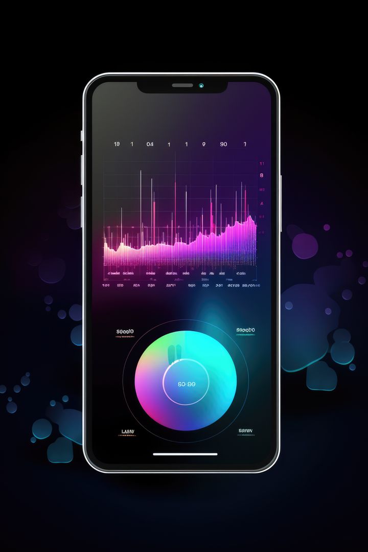 Futuristic Smartphone with Data Visualization on Dark Background - Free Images, Stock Photos and Pictures on Pikwizard.com