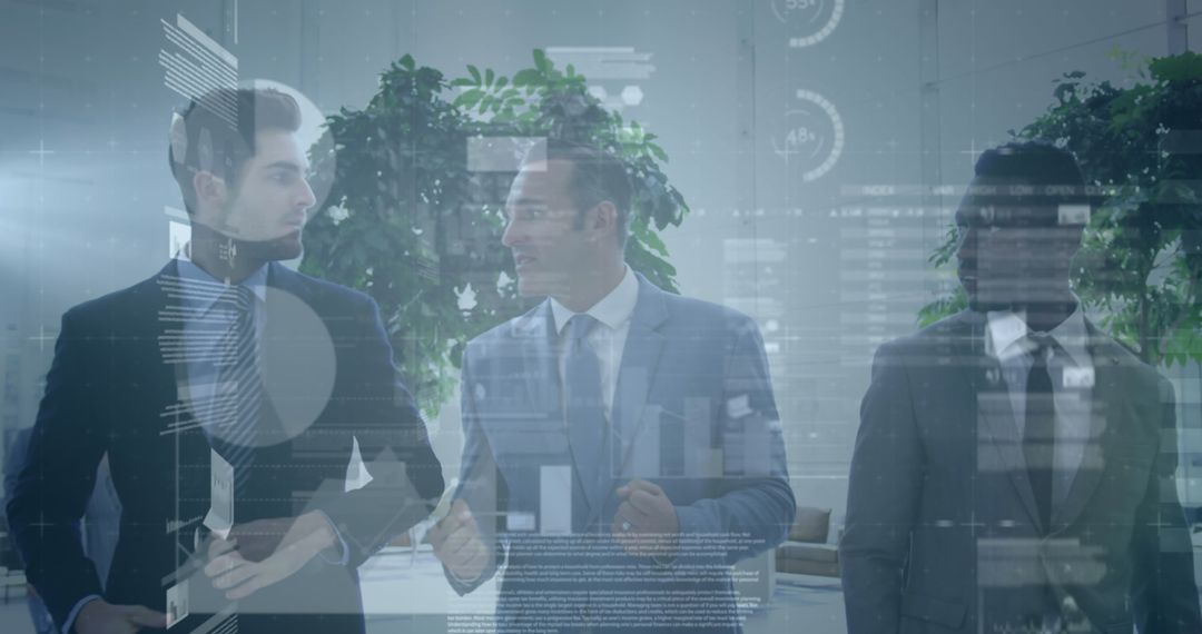 Business Group with Digital Interface in Modern Office