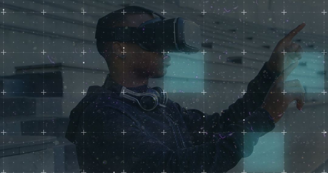 Young African American Man Using VR Headset for Virtual Interface Interaction - Free Images, Stock Photos and Pictures on Pikwizard.com