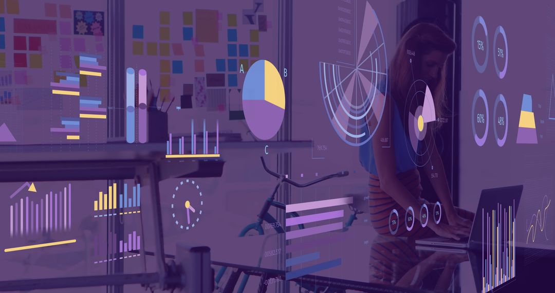 Businesswoman Analyzing Financial Data with Virtual Technology