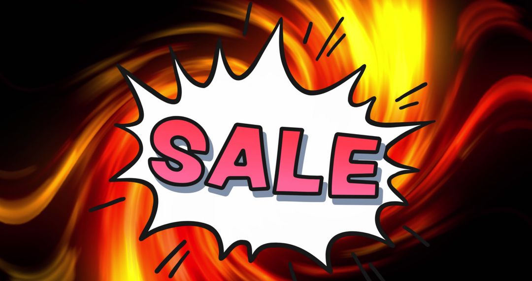 Dynamic Sale Announcement with Fiery Background