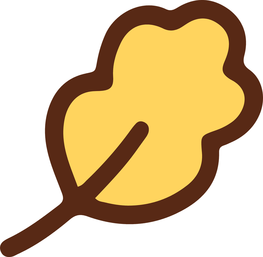Flat Design Leaf with Yellow on Transparent Background
