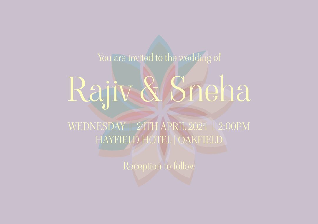 Elegant Wedding Invitation for Rajiv and Sneha with Pastel Floral Design - Download Free Stock Templates Pikwizard.com