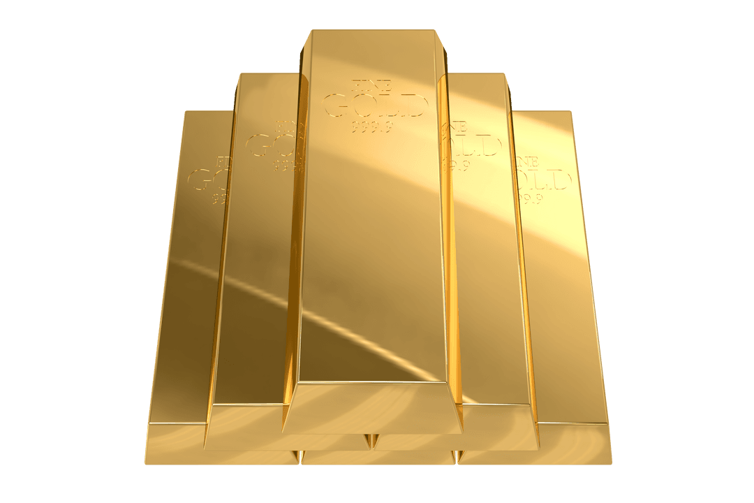 Stack of Luxury Gold Bars on Transparent Background