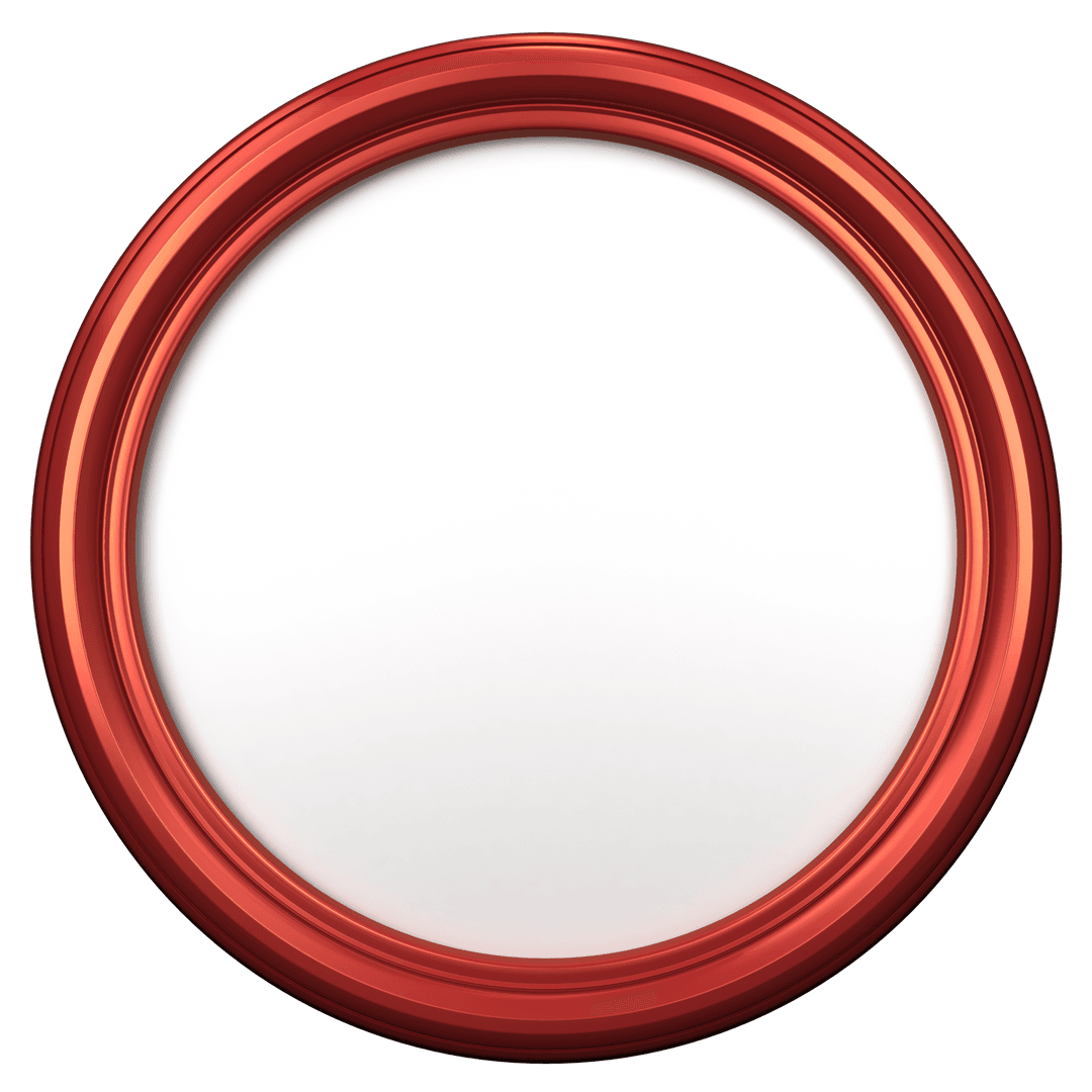 Glossy Red Circular Frame on Transparent Background