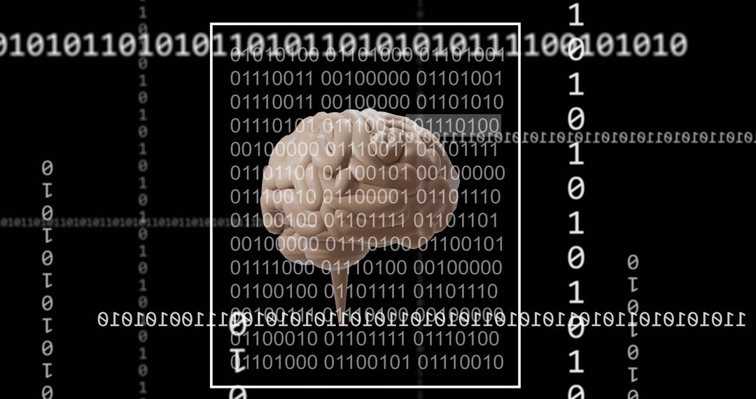 Brain and Binary Code Symbolizing Digital Data Processing and AI - Free Images, Stock Photos and Pictures on Pikwizard.com