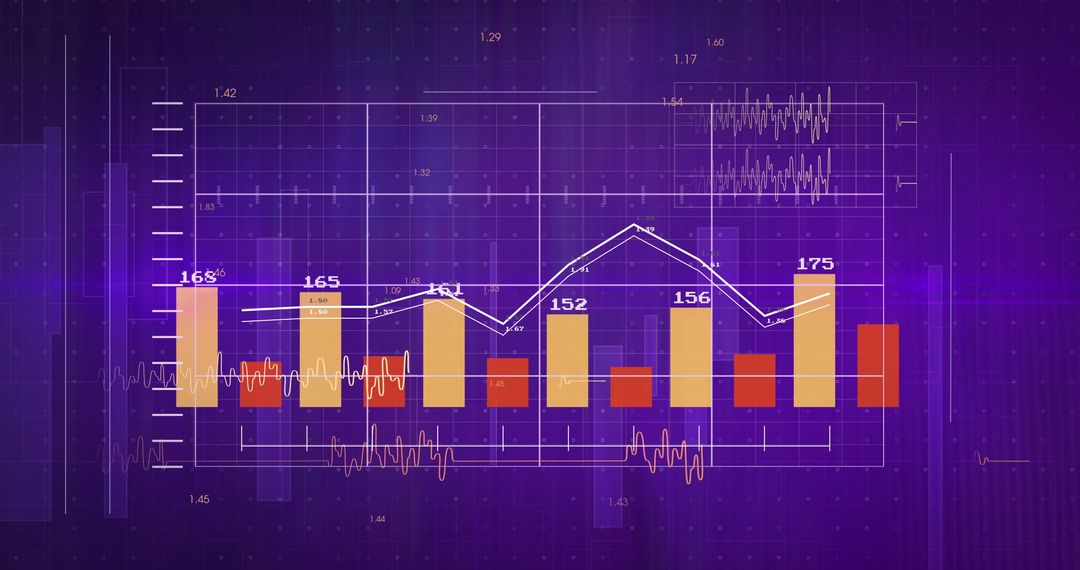 Complex Financial Data Analysis on Purple Grid Background