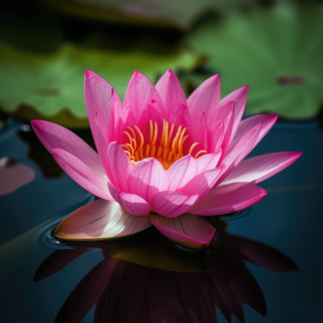 Vibrant Pink Lotus Flower Blooming on Calm Water - Free Images, Stock Photos and Pictures on Pikwizard.com