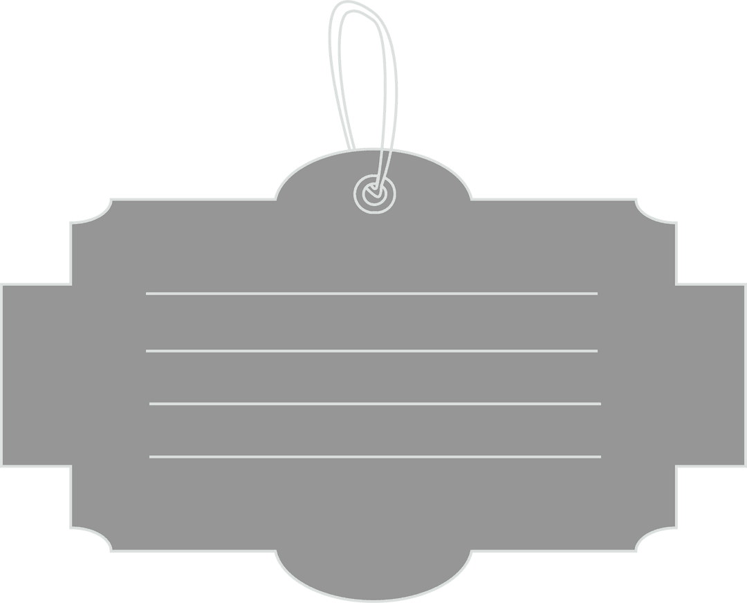 Vintage Gray Gift Tag With String on Transparent Background