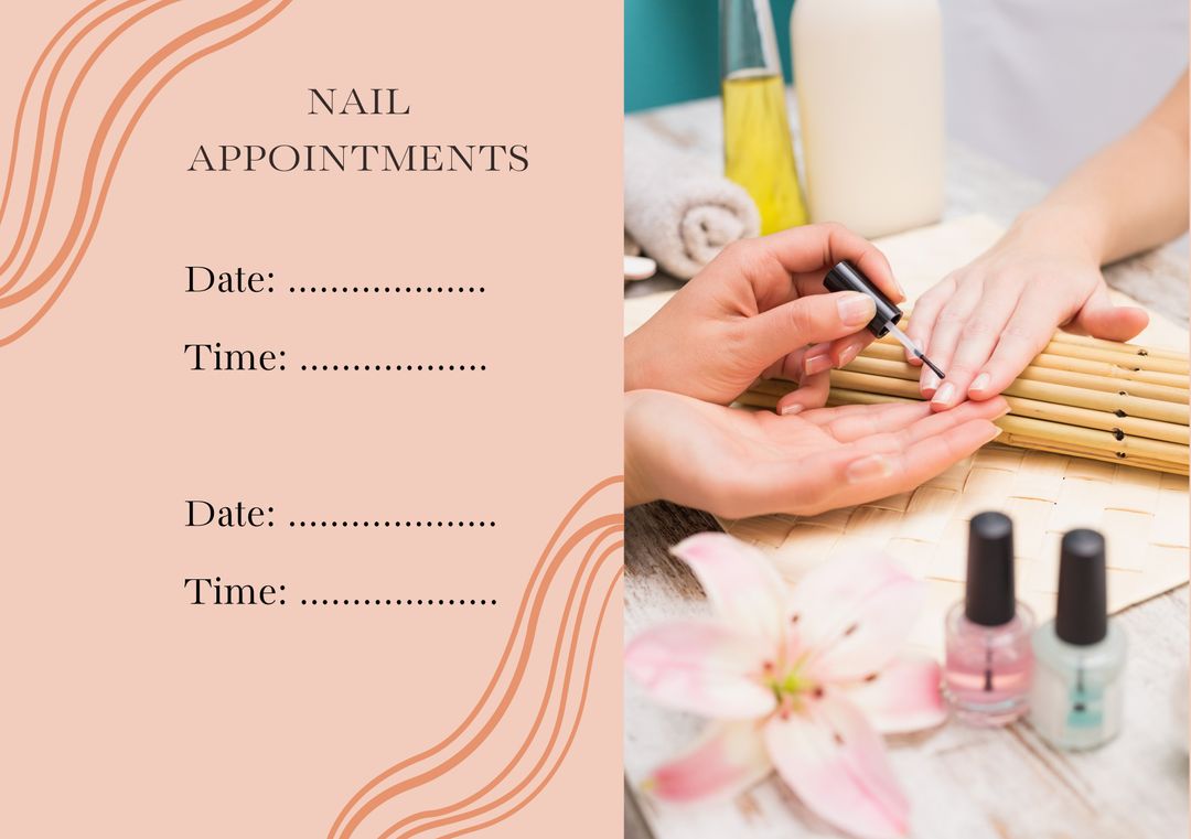 Nail Salon Appointment Reminder Template with Nail Polish Background - Download Free Stock Templates Pikwizard.com