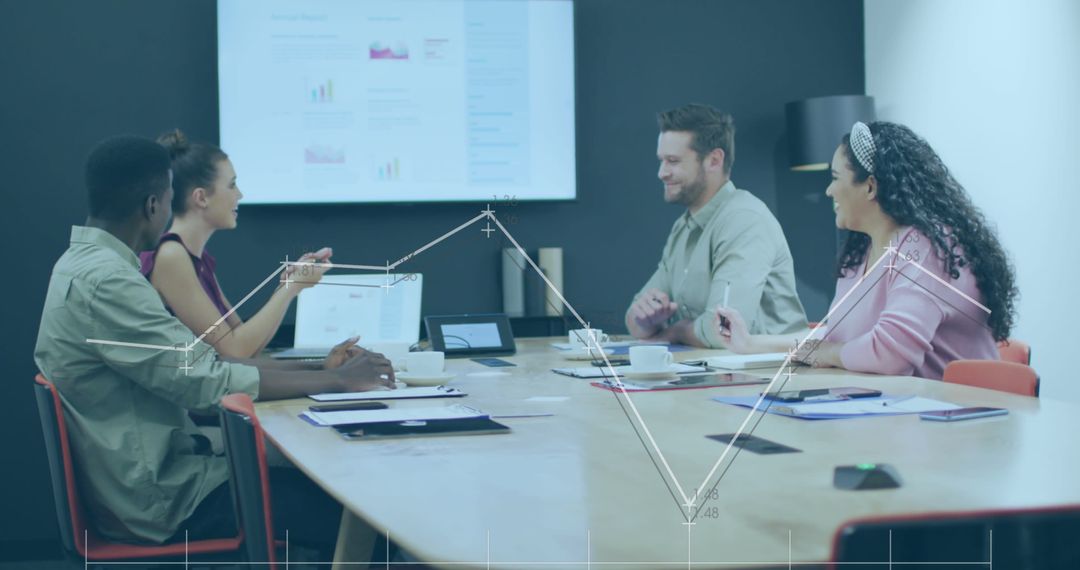 Business Team Analyzing Online Data in Modern Office