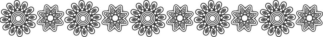 Decorative Black Flowers Row on Transparent Background for Design