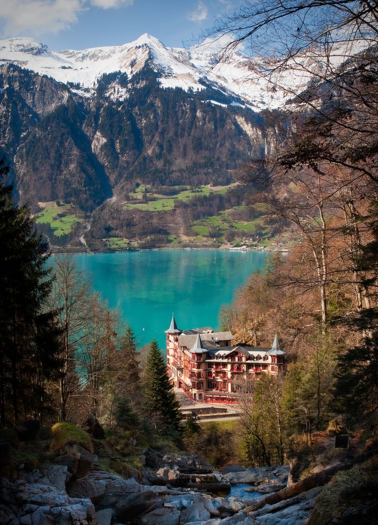 Scenic Swiss Alps Landscape with Historic Castle by Made-Lake - Free Images, Stock Photos and Pictures on Pikwizard.com