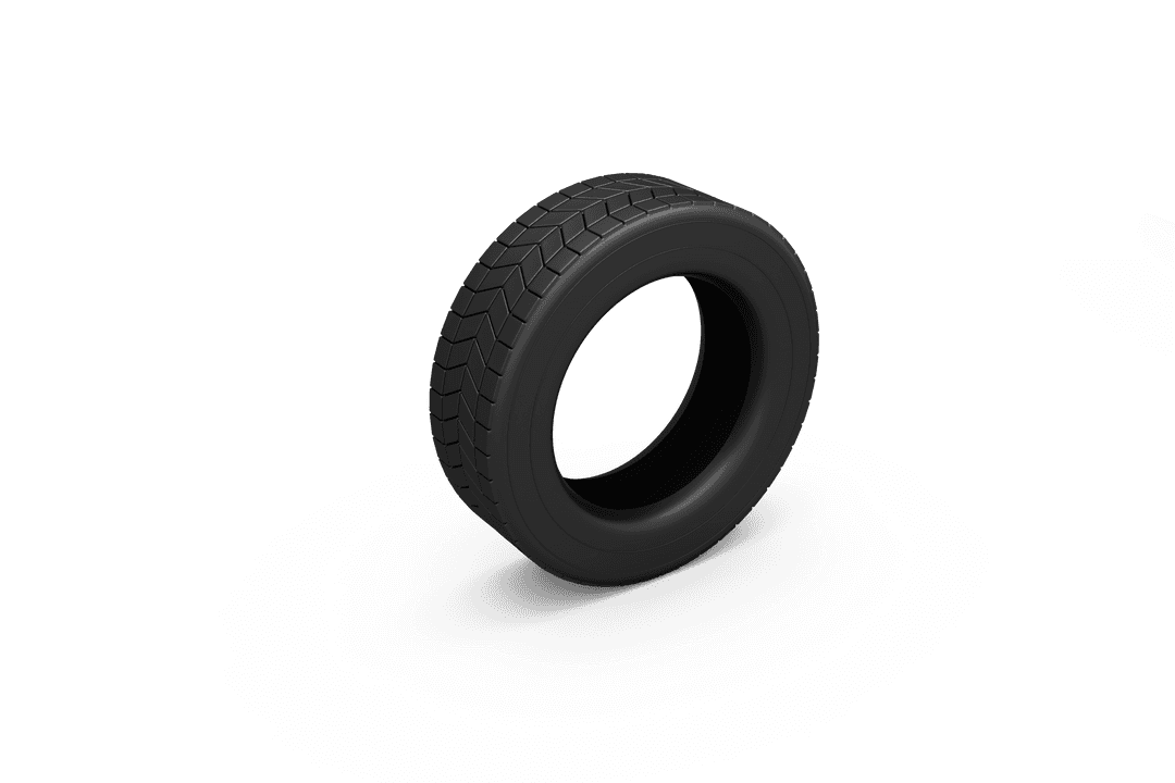 Floating Black Car Tire with Transparent Background