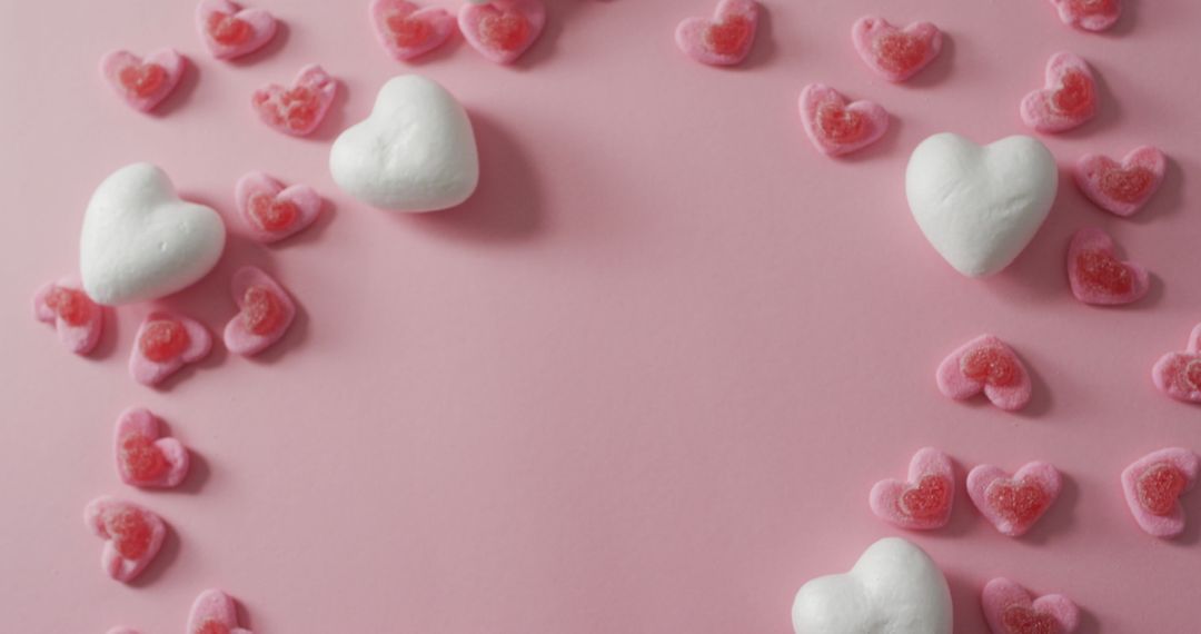 Valentine's Day Heart Sweets on Pink Background