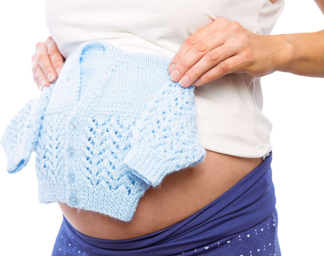 Pregnant Woman Holding Blue Knitted Baby Clothes, Transparent Background - Download Free Stock Images Pikwizard.com